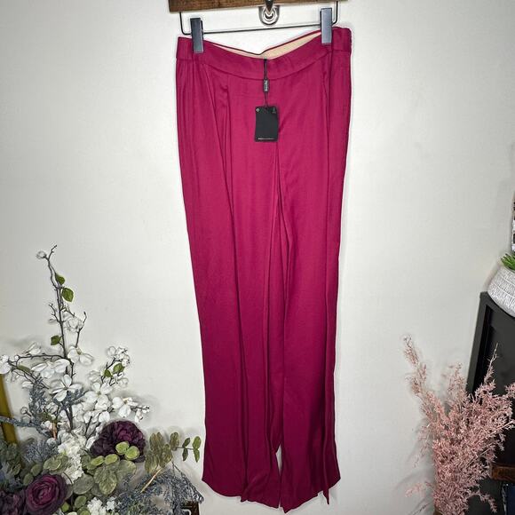 MASSIMO DUTTI Palazzo Ultra Wide Leg Pants Raspberry Pink Sz US 10 NWT {Y20} - Picture 2 of 8